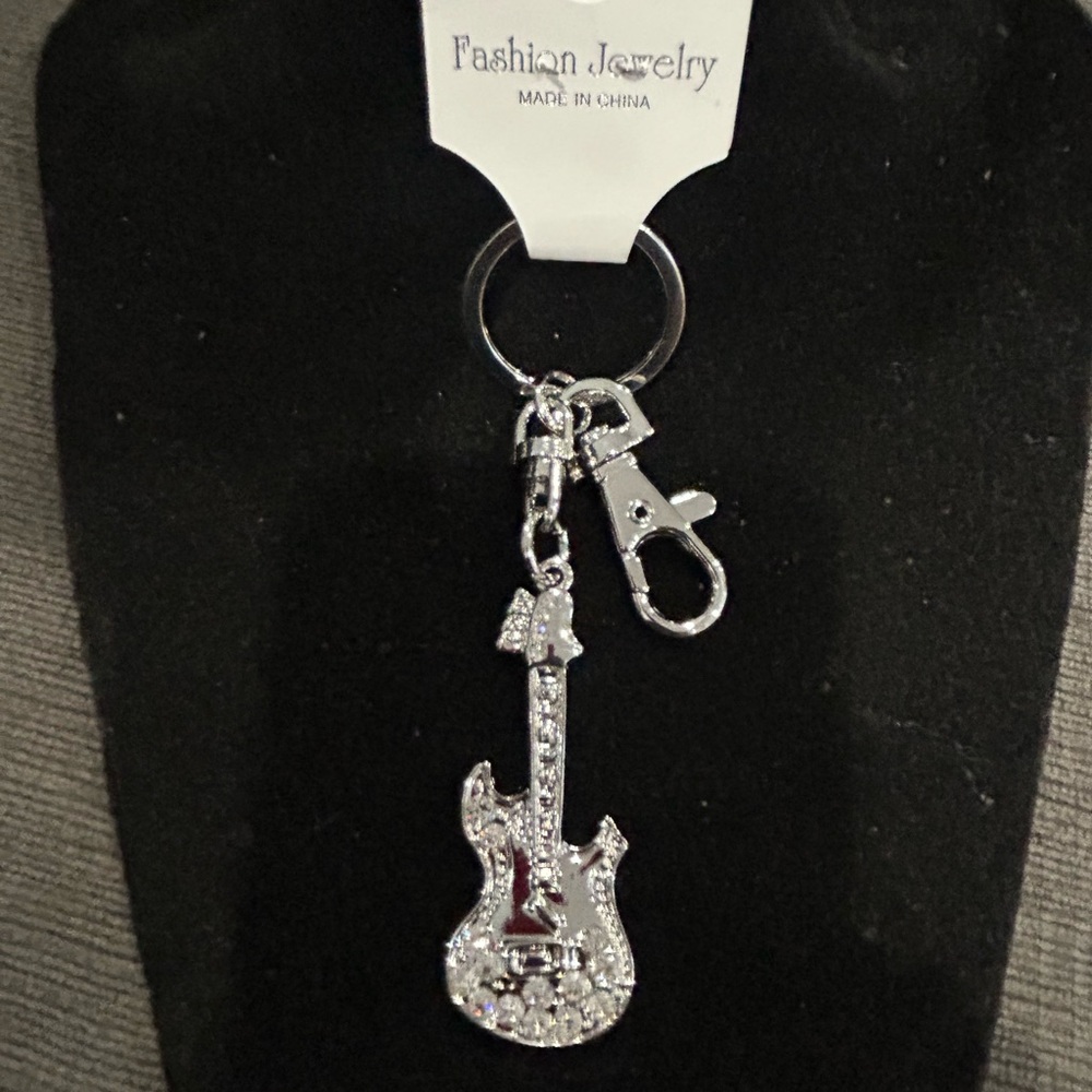 Silver Guitar Bag Charm